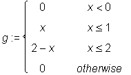 piecewise(x<0,0,x<=1,x,x<=2,2-x,0);